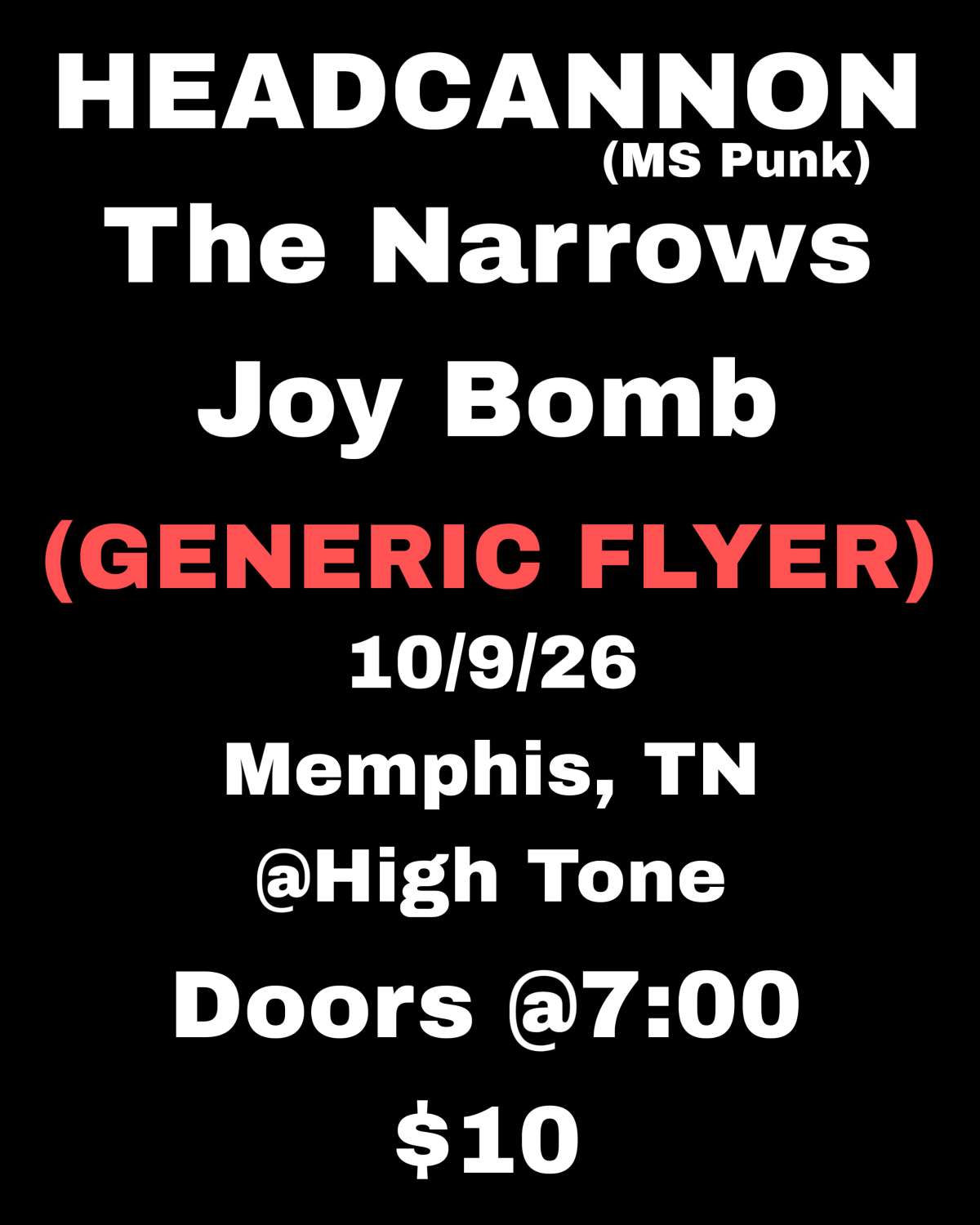 HEADCANNON / The Narrows / Joybomb [Small Room-Downstairs]